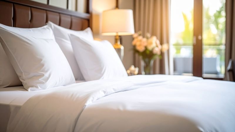 Morning routine examples: a freshly made bed, illustrating how making your bed can be part of a simple morning routine that builds self-discipline 